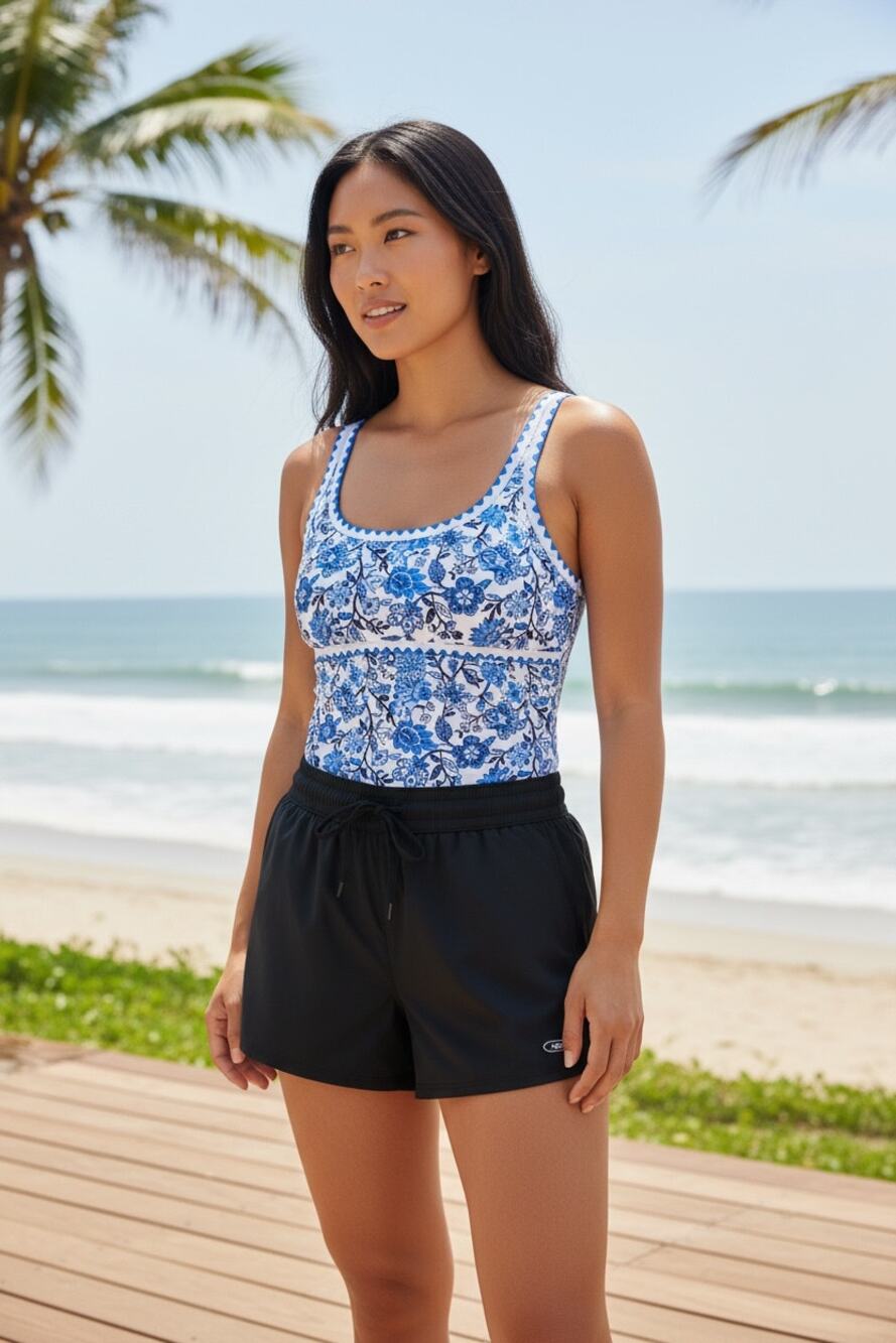 Swimsuit 2 piece Swimwear NEW Large Tankini Blue Leisurewear Beachwear Woman's